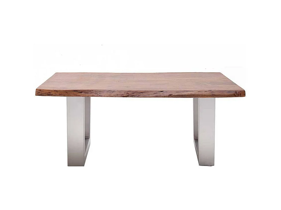 Industriestil Couchtisch mit natürlicher Baumkante Bügelgestell