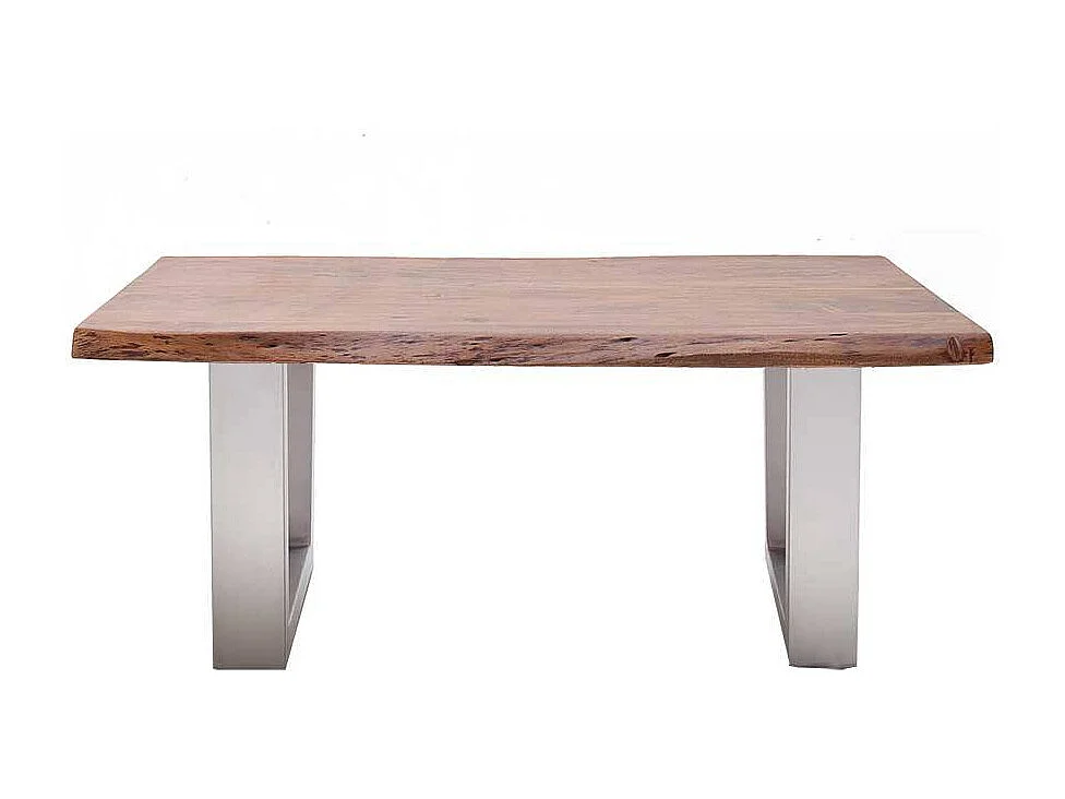 Industriestil Couchtisch mit natürlicher Baumkante Bügelgestell