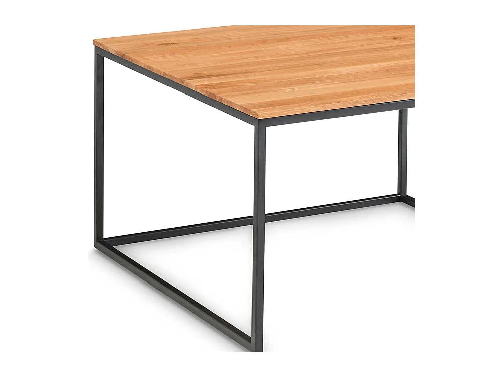 Couchtisch Set aus Asteiche Massivholz Metall (zweiteilig)