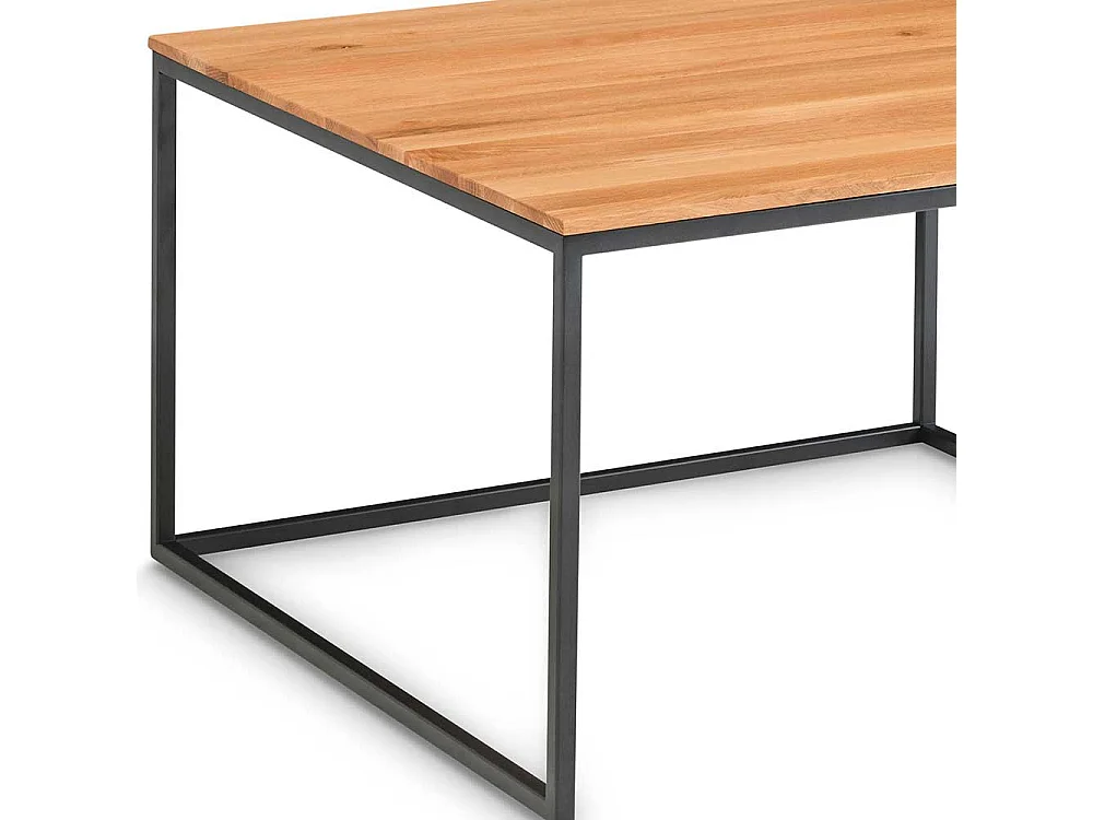 Couchtisch Set aus Asteiche Massivholz Metall (zweiteilig)