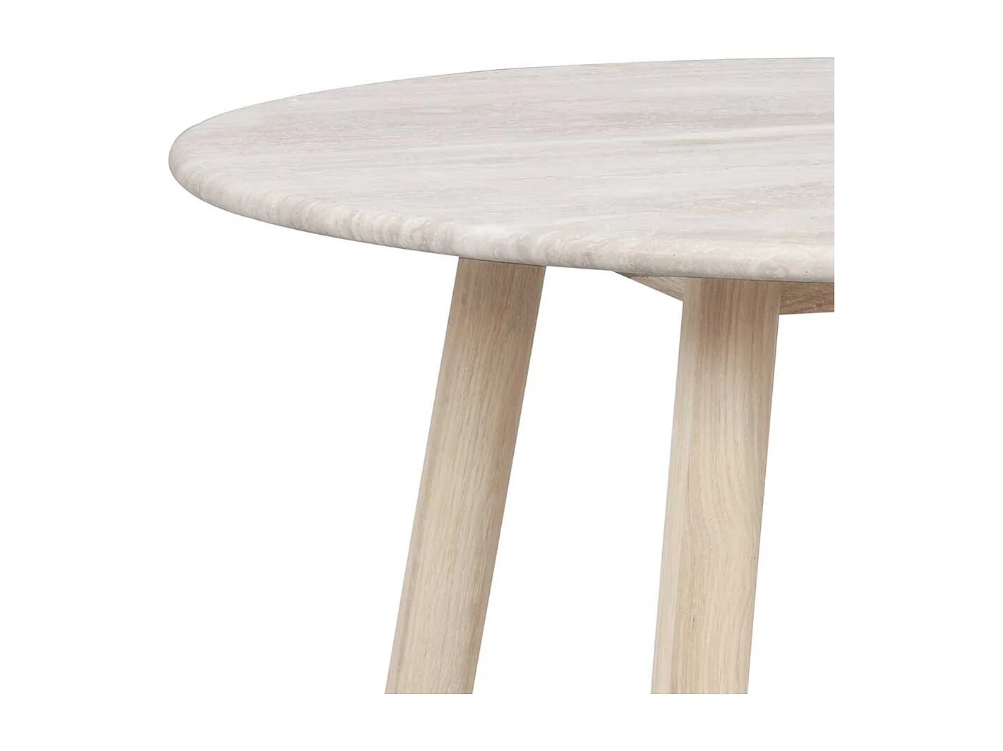 Couchtisch mit beiger Marmorplatte Gestell in Eiche White Wash