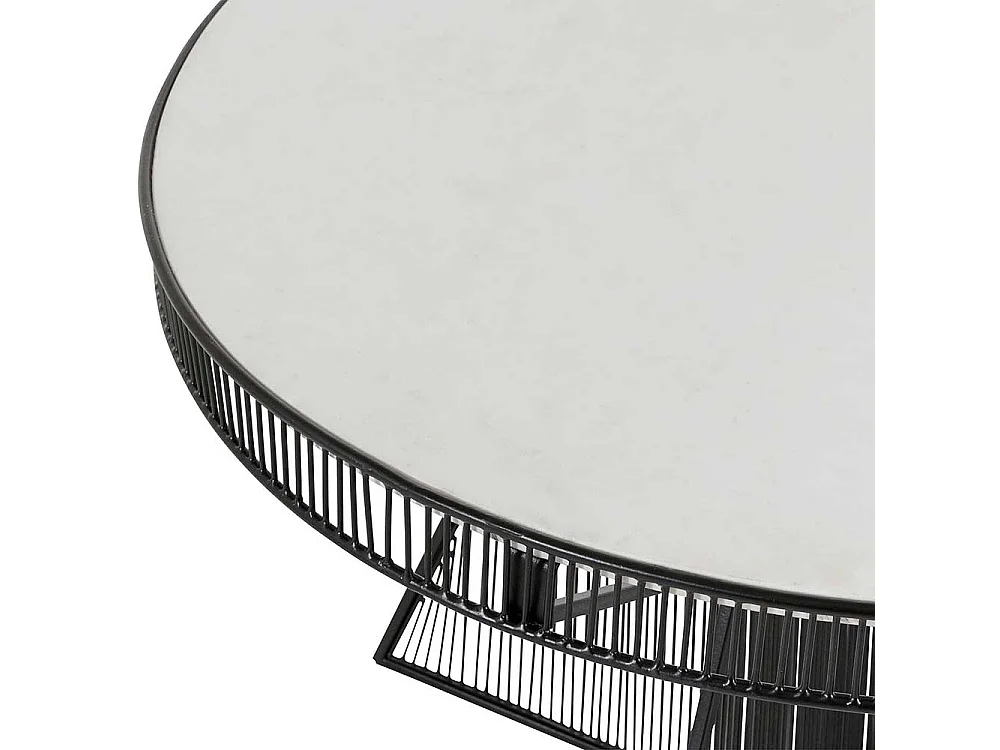 Wohnzimmer Designtisch mit Marmorplatte 77 cm Durchmesser