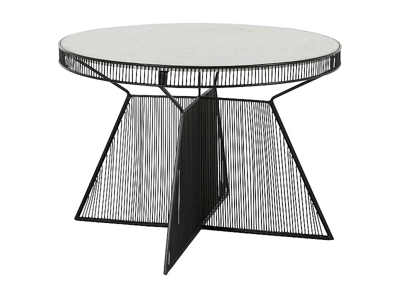 Wohnzimmer Designtisch mit Marmorplatte 77 cm Durchmesser