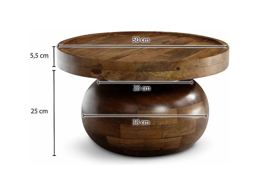 Couchtisch Holztisch in Braun aus Mangobaum Massivholz