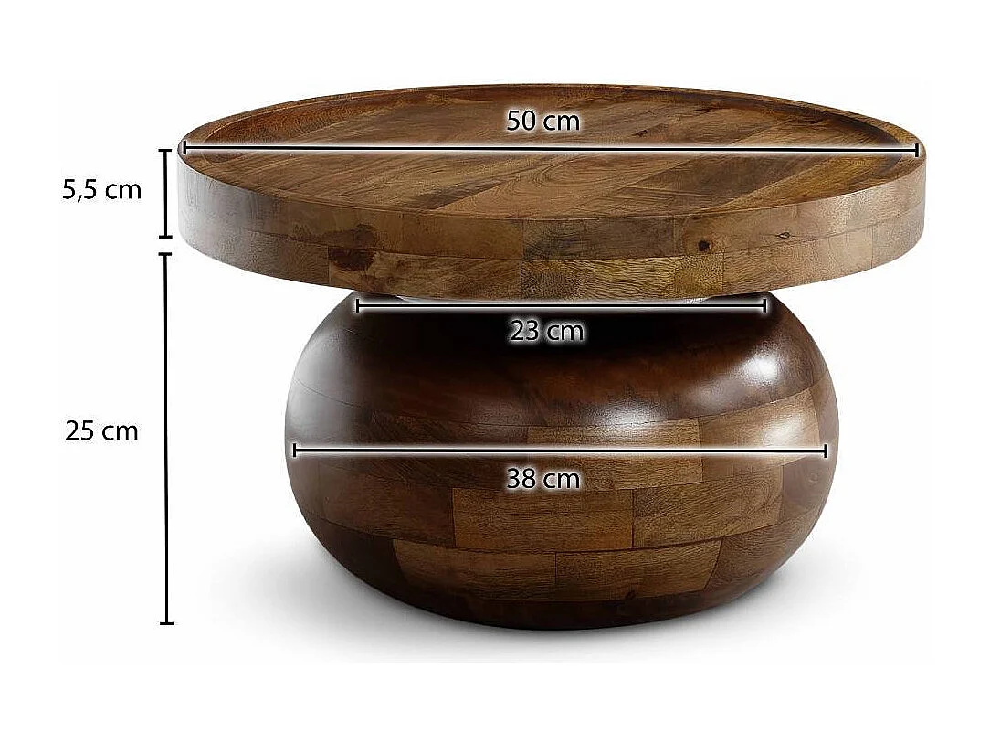 Couchtisch Holztisch in Braun aus Mangobaum Massivholz