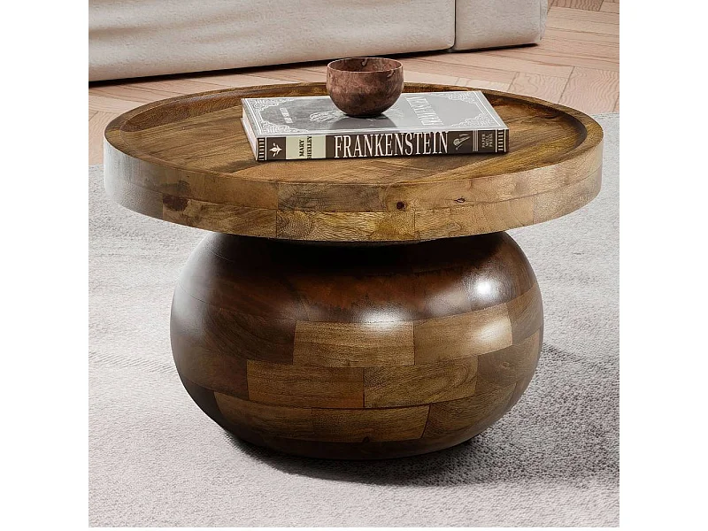 Couchtisch Holztisch in Braun aus Mangobaum Massivholz