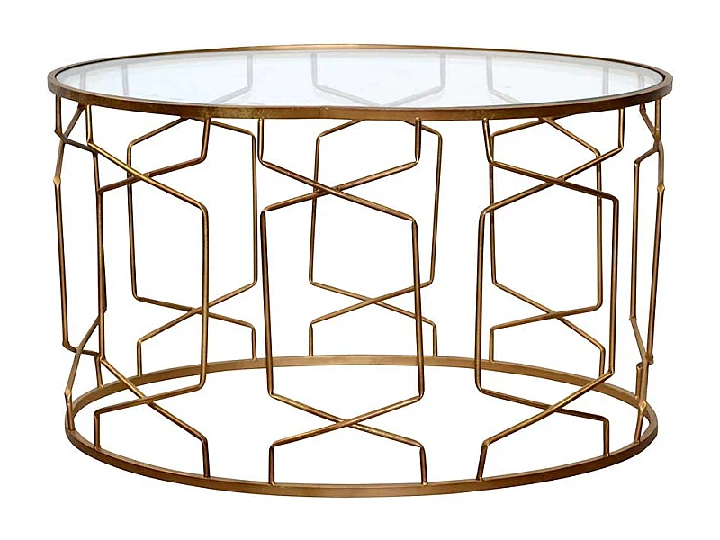 Design Couchtisch mit ovaler Tischplatte Gestell Goldfarben