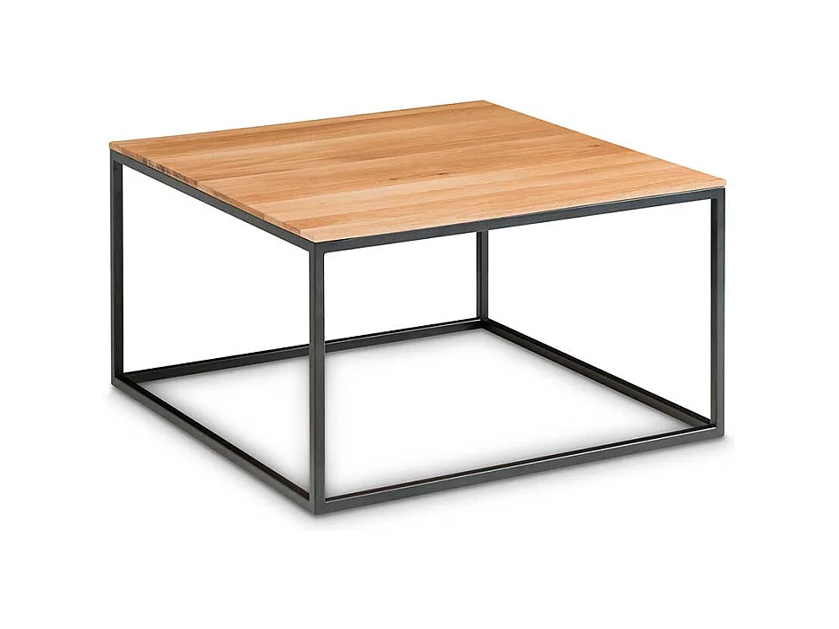 Echtholztisch aus Asteiche Massivholz und Metall 70 cm breit