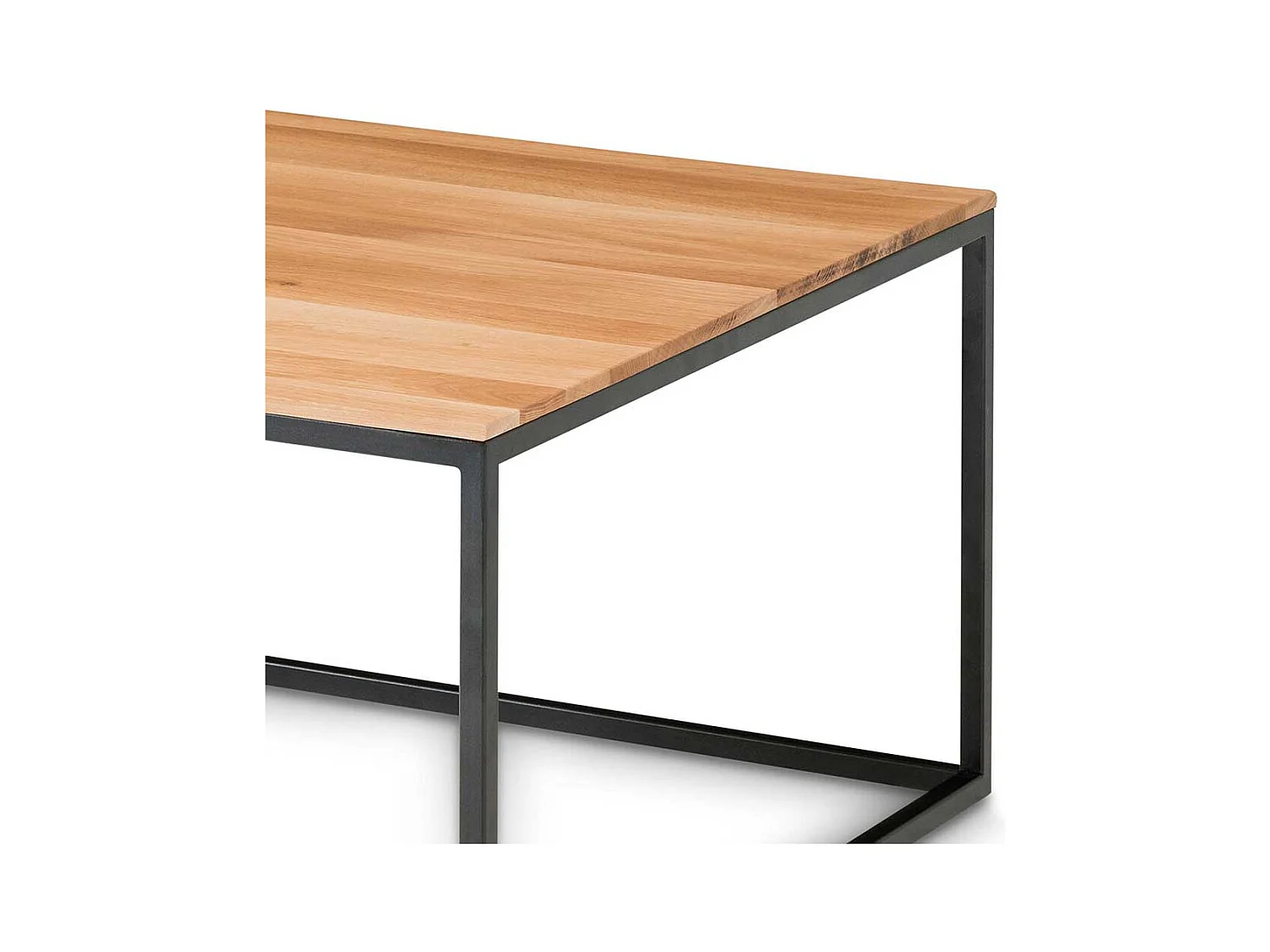 Echtholztisch aus Asteiche Massivholz und Metall 70 cm breit