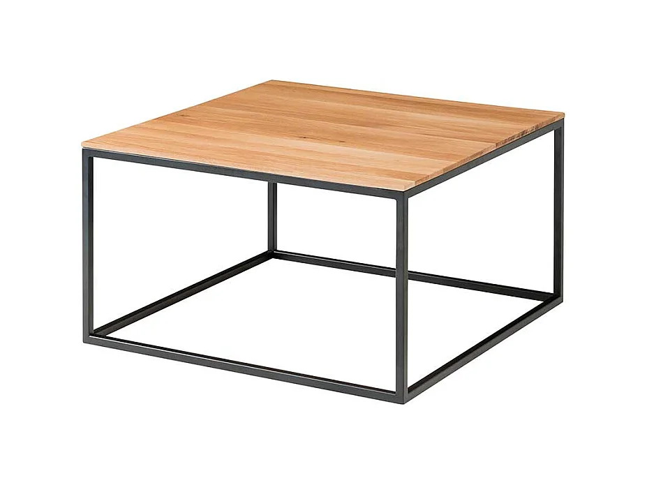 Echtholztisch aus Asteiche Massivholz und Metall 70 cm breit