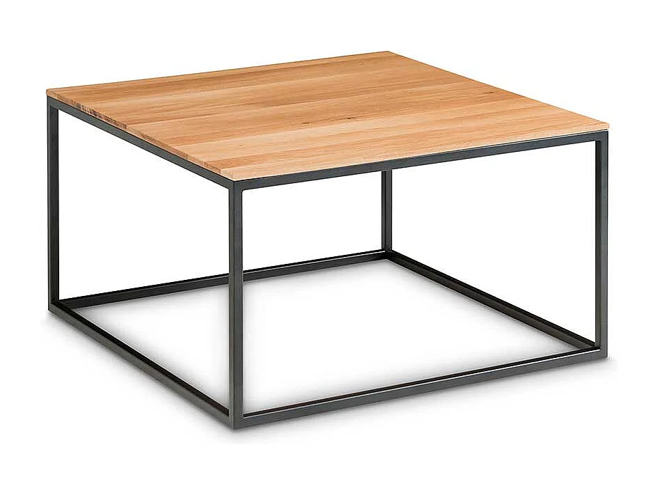 Echtholztisch aus Asteiche Massivholz und Metall 70 cm breit