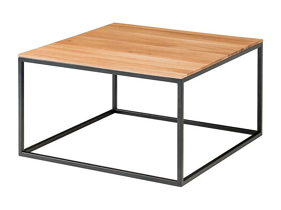 Echtholztisch aus Asteiche Massivholz und Metall 70 cm breit