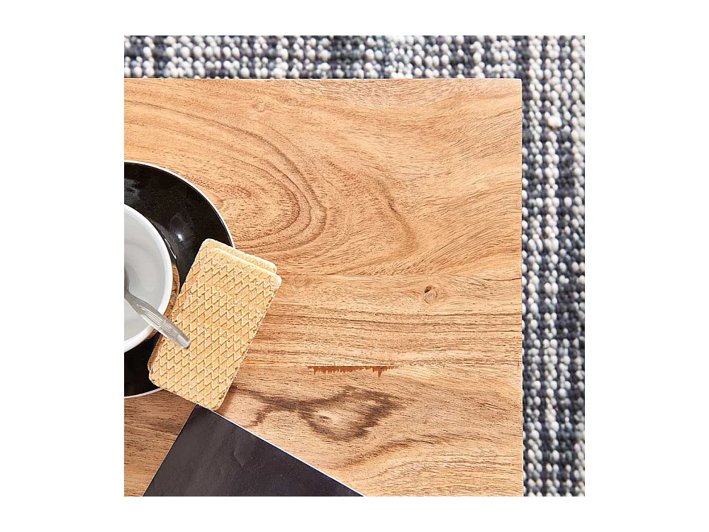 Moderner Wohnzimmertisch aus Akazie Massivholz Bügelgestell