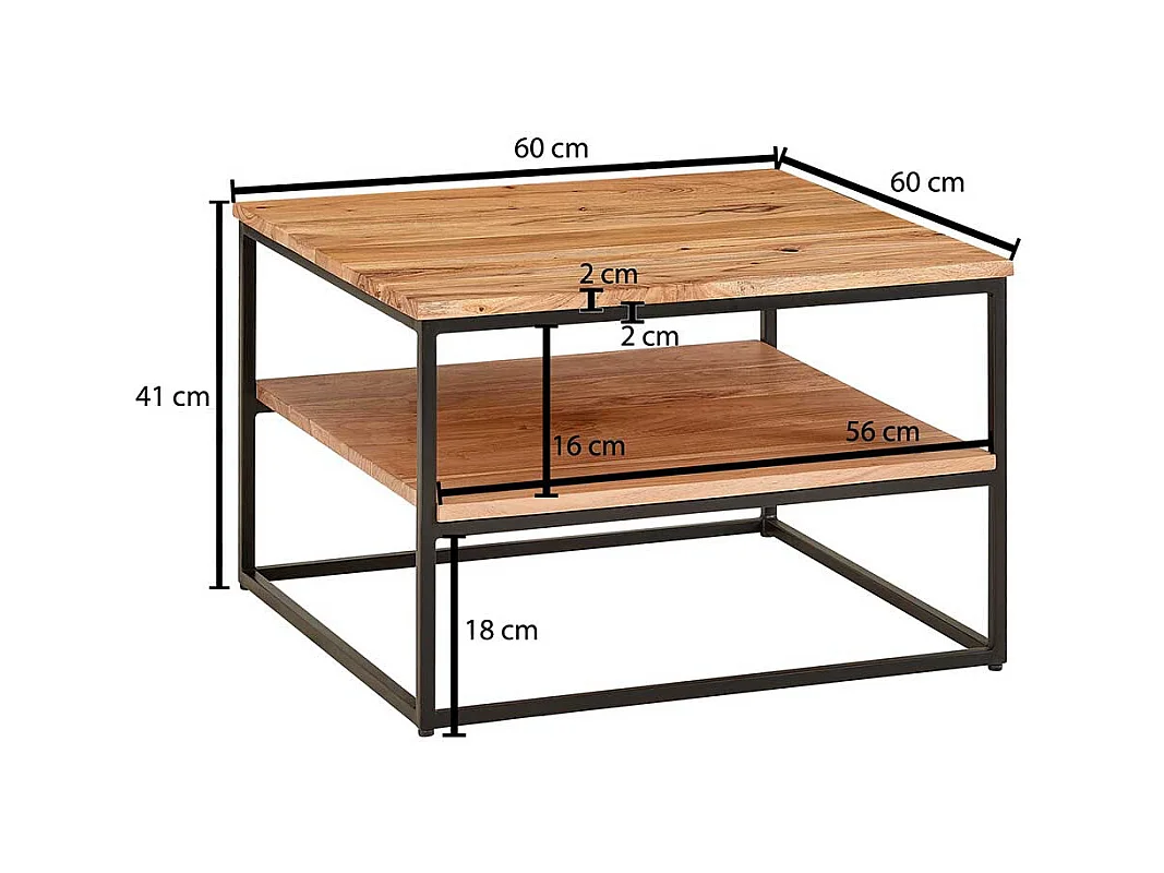 Moderner Wohnzimmertisch aus Akazie Massivholz Bügelgestell