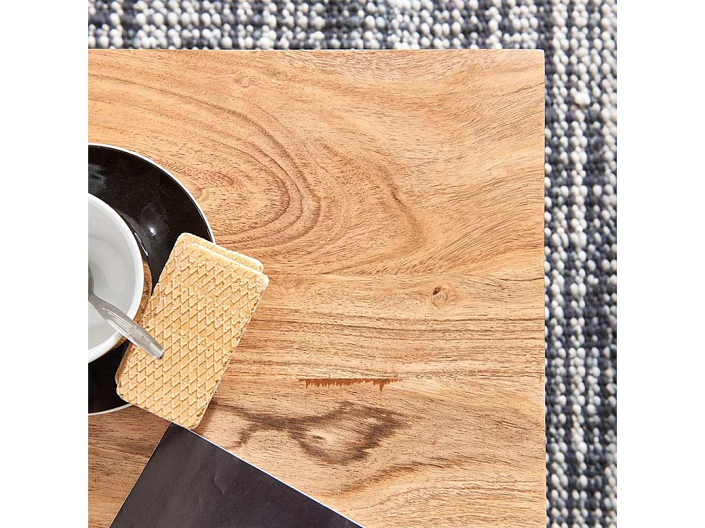 Moderner Wohnzimmertisch aus Akazie Massivholz Bügelgestell