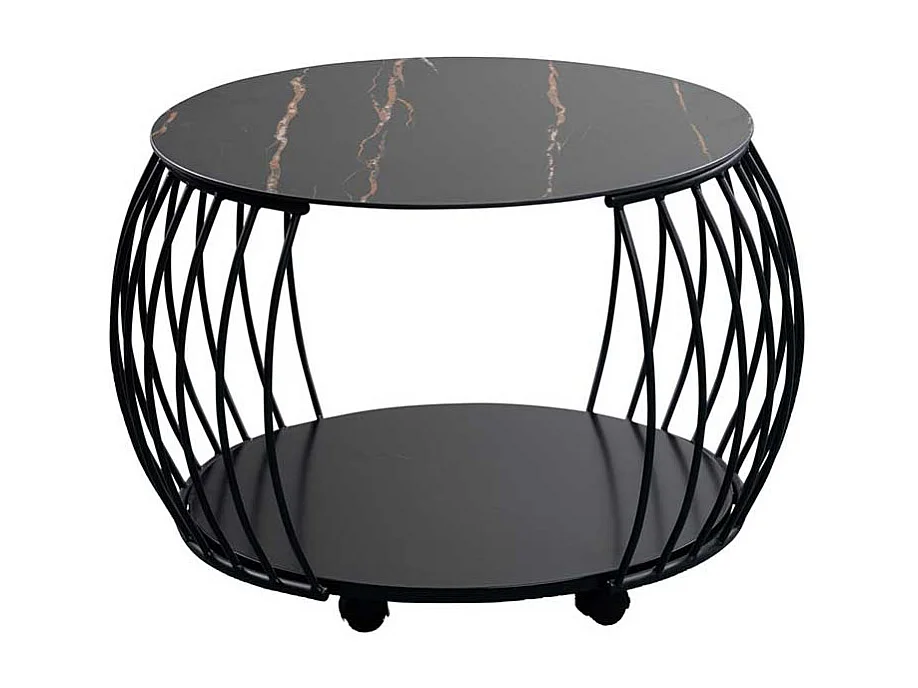 Couchtisch Salontisch in Schwarz und Marmor Optik