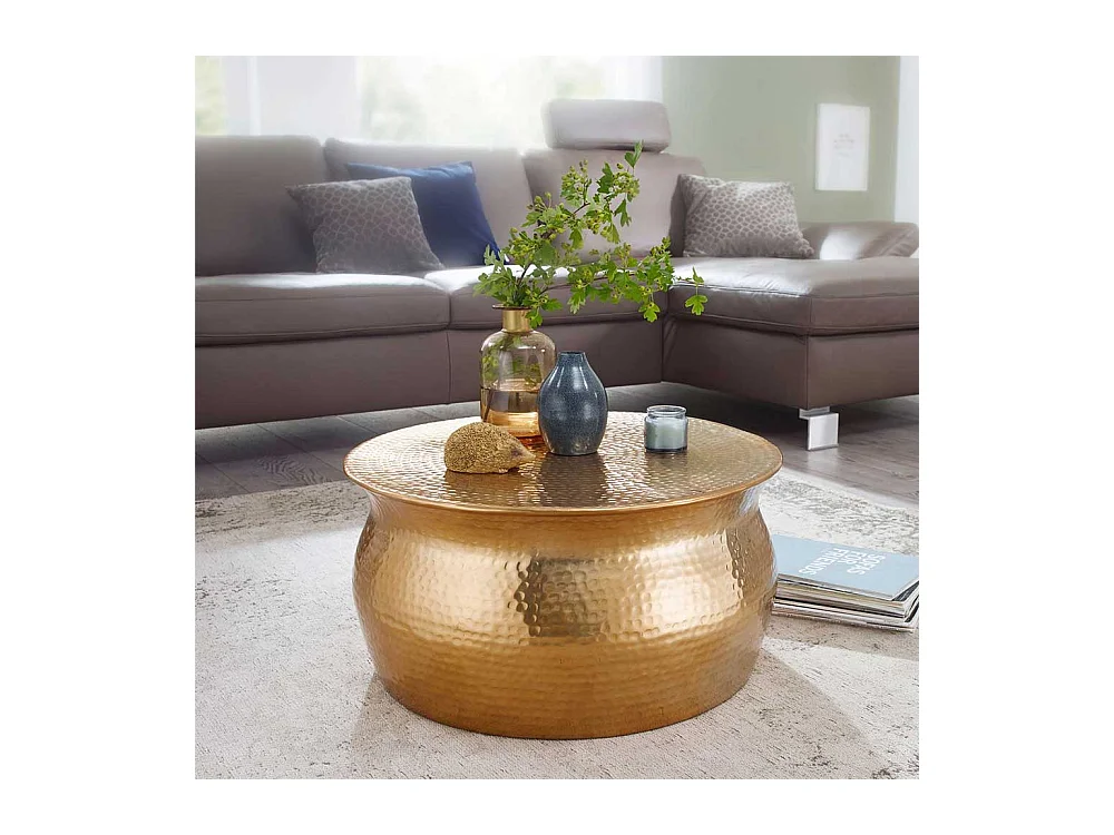 Wohnzimmer Tisch aus Aluminium Goldfarben