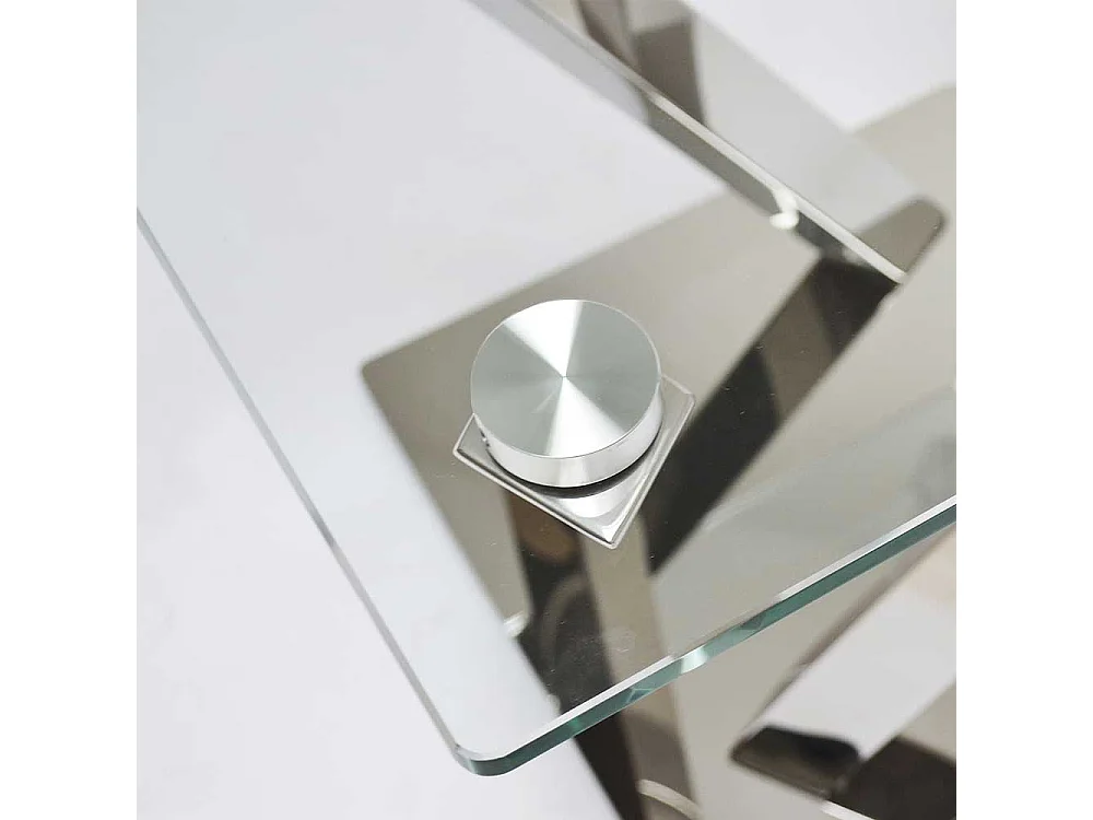 Design Couchtisch aus Sicherheitsglas und Edelstahl Mikado Fußgestell