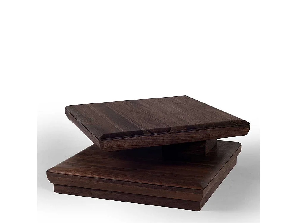 Sofatisch aus Nussbaum Massivholz schwenkbarer Tischplatte