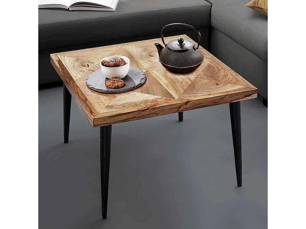 Couchtisch Sofatisch aus Mangobaum Massivholz und Metall