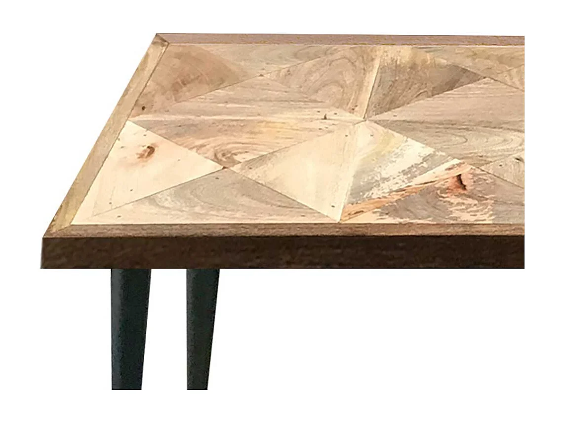 Couchtisch Sofatisch aus Mangobaum Massivholz und Metall