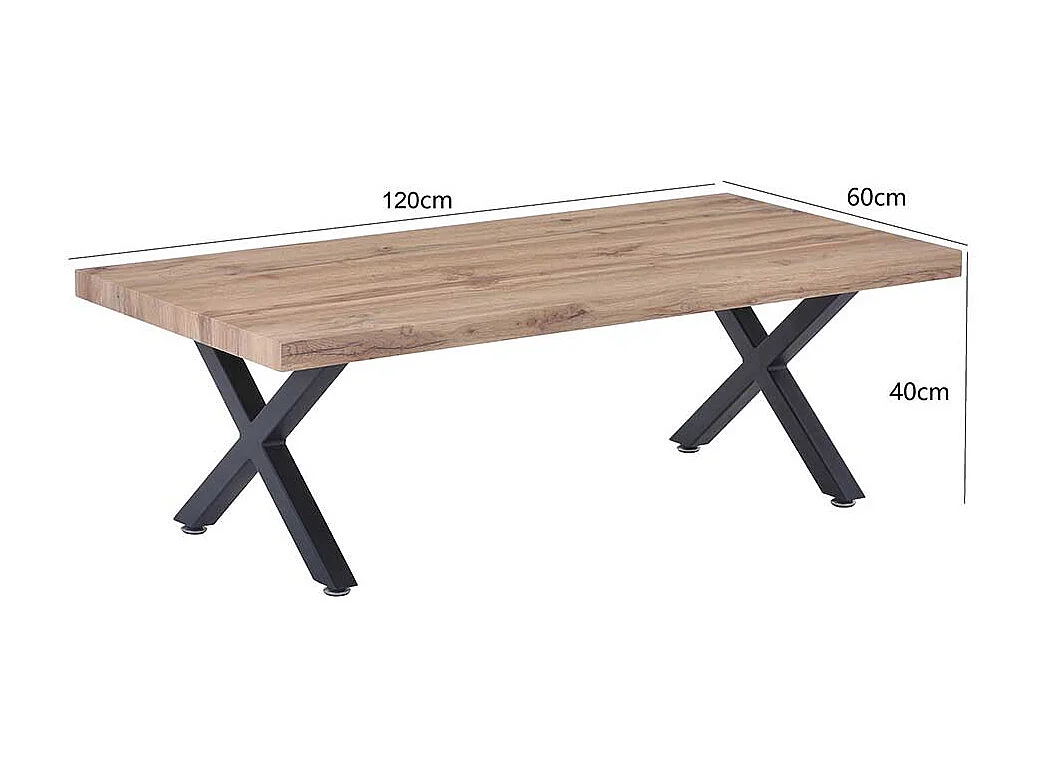 Rustikaler Couchtisch in Wildeichefarben Schwarz