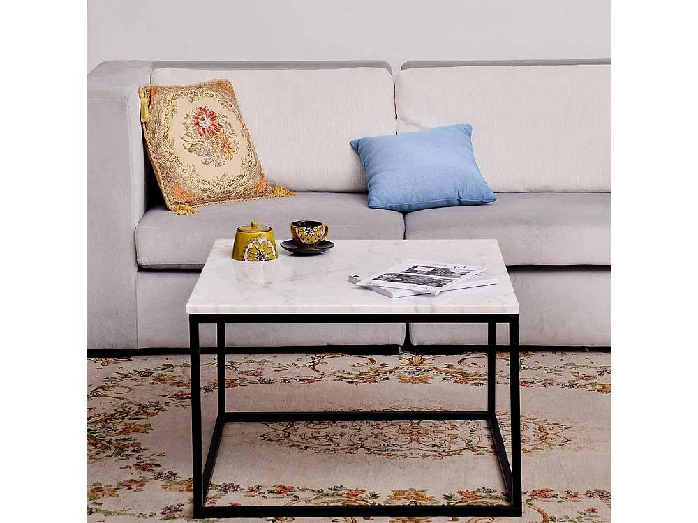 Sofatisch aus Marmorplatte Metall