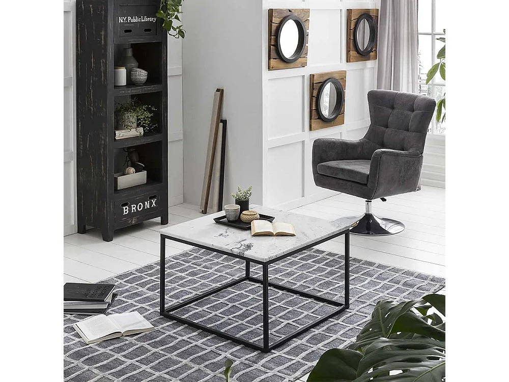 Sofatisch aus Marmorplatte Metall