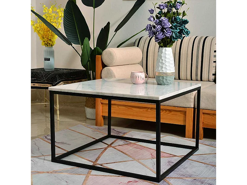 Sofatisch aus Marmorplatte Metall