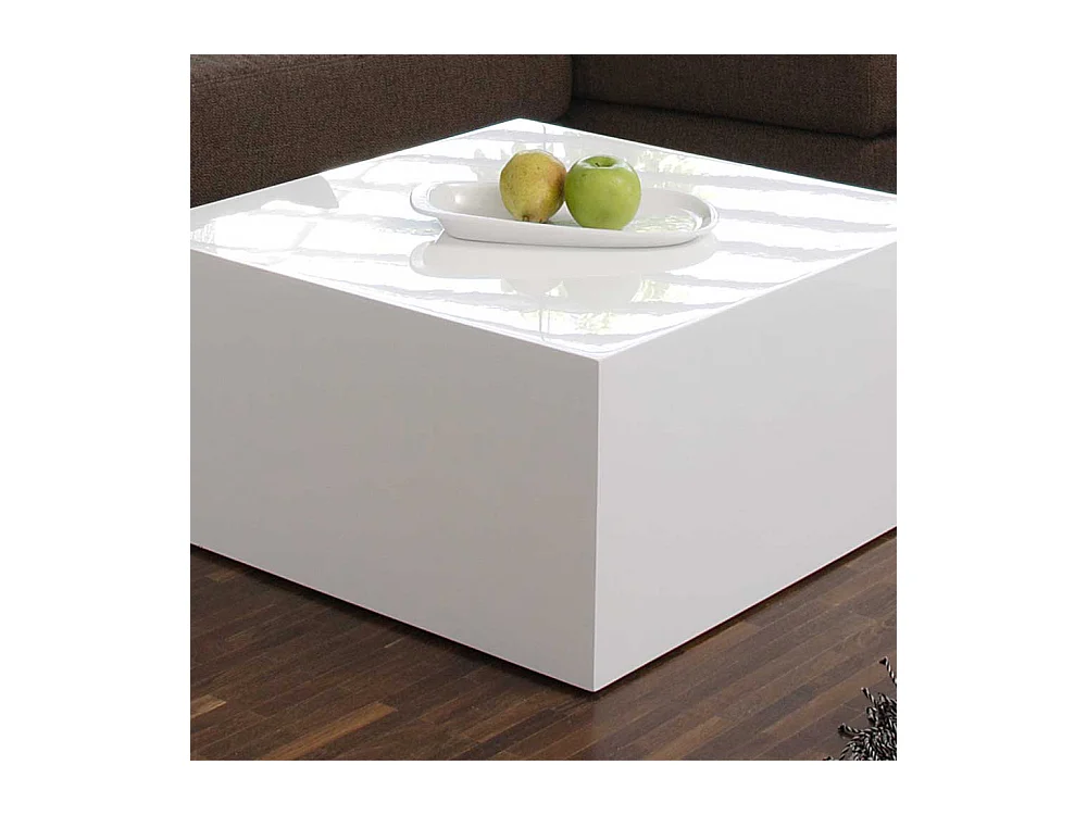 Wohnzimmertisch in Block Optik Weiß Hochglanz