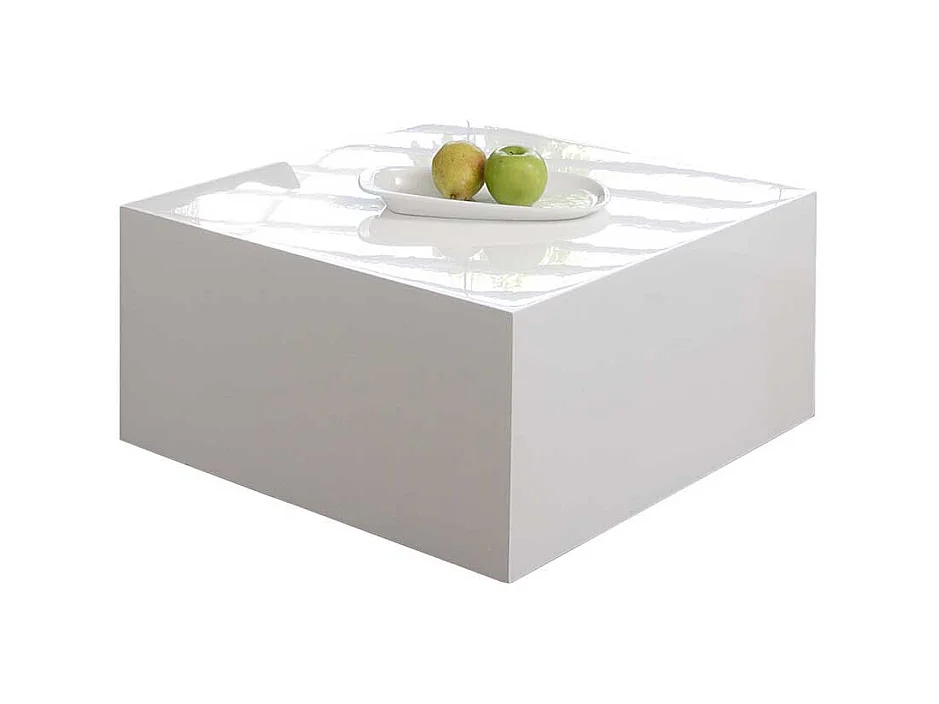 Wohnzimmertisch in Block Optik Weiß Hochglanz