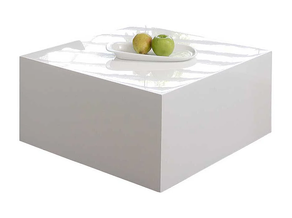 Wohnzimmertisch in Block Optik Weiß Hochglanz