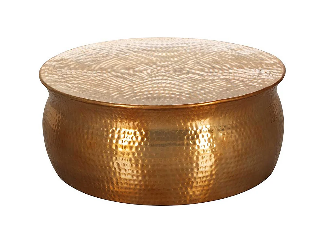 Designtisch in Goldfarben aus Aluminium Hammerschlag Optik