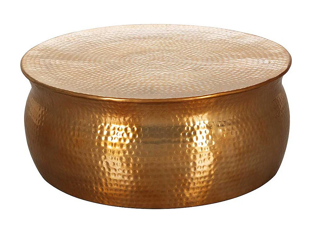 Designtisch in Goldfarben aus Aluminium Hammerschlag Optik