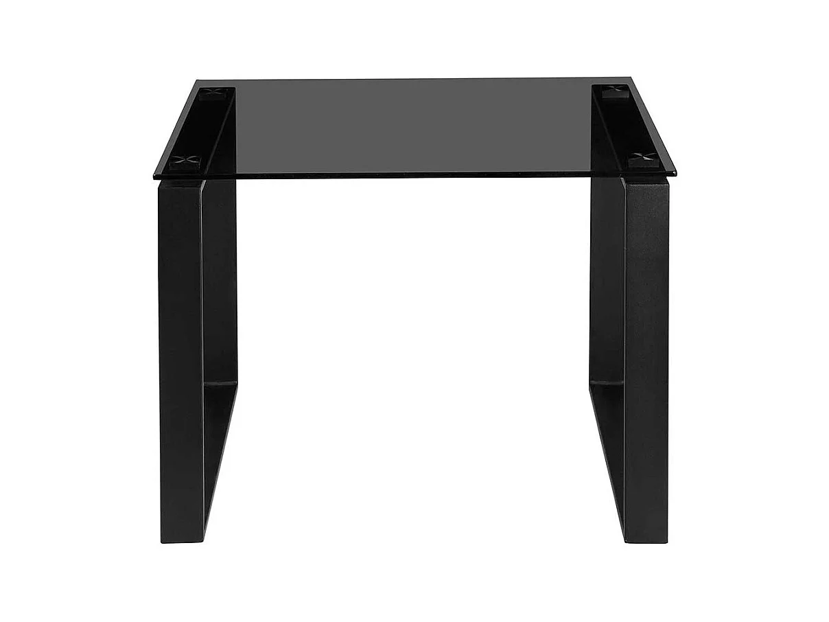 Couchtisch mit Rauchglasplatte und Metallgestell 45 cm hoch