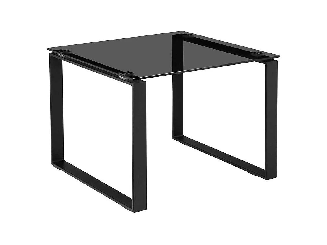 Couchtisch mit Rauchglasplatte und Metallgestell 45 cm hoch
