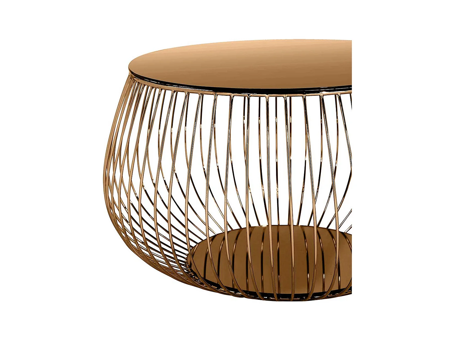 Wohnzimmer Tisch in Rosegold Glas und Metall