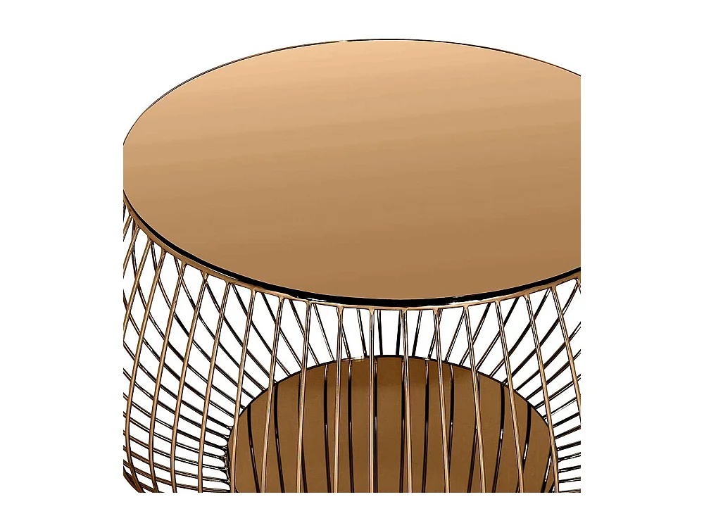 Wohnzimmer Tisch in Rosegold Glas und Metall