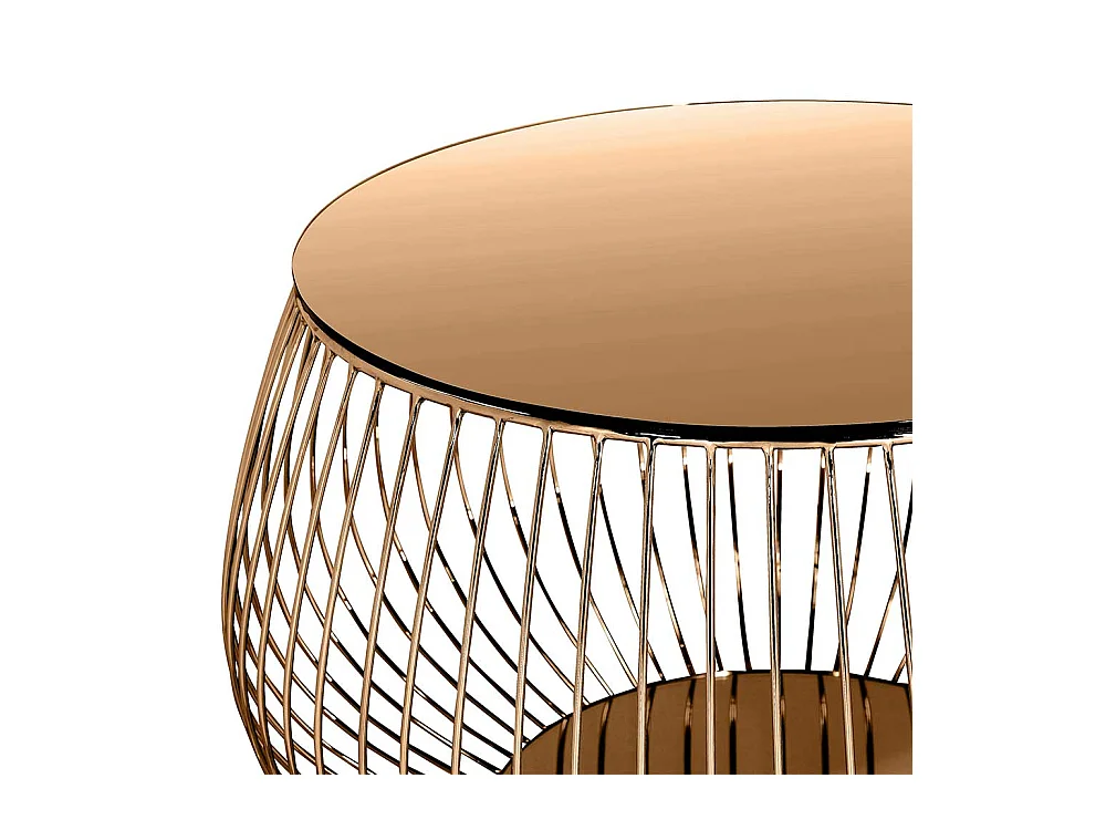 Wohnzimmer Tisch in Rosegold Glas und Metall