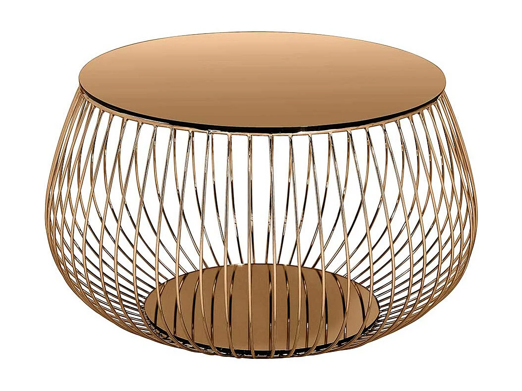 Wohnzimmer Tisch in Rosegold Glas und Metall