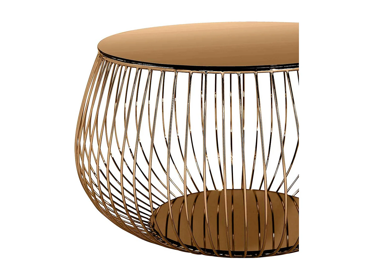 Wohnzimmer Tisch in Rosegold Glas und Metall