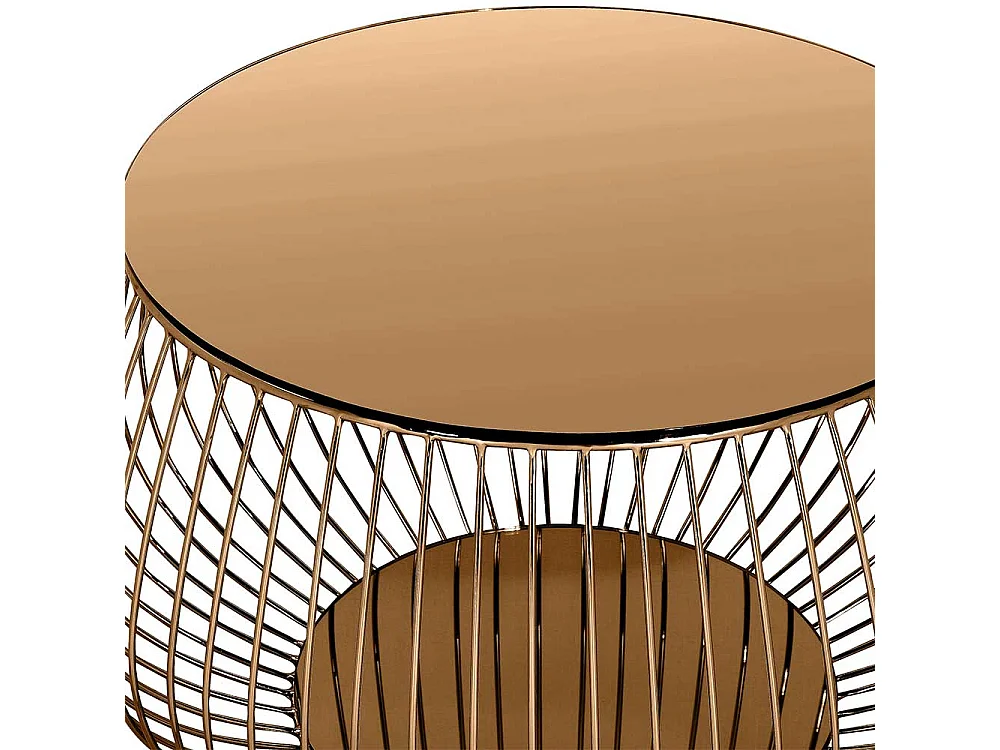 Wohnzimmer Tisch in Rosegold Glas und Metall