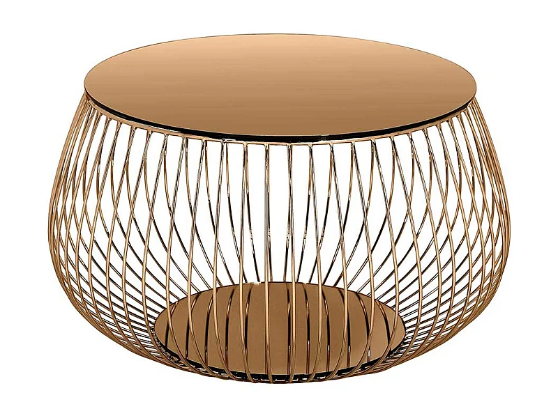 Wohnzimmer Tisch in Rosegold Glas und Metall