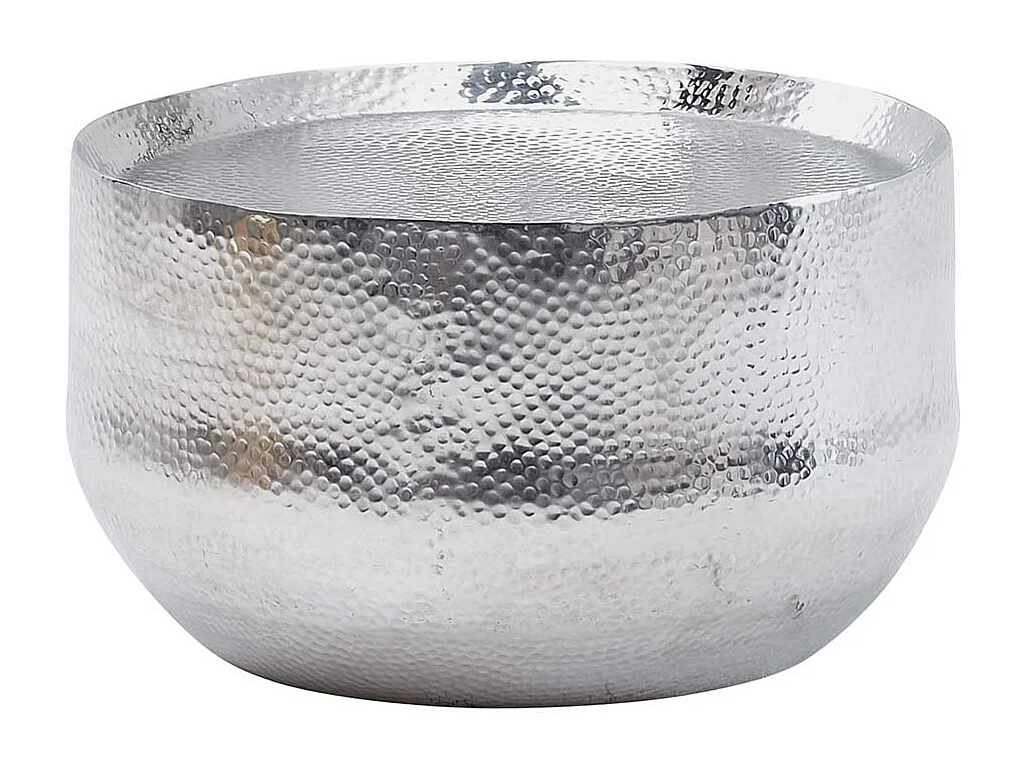 Designcouchtisch Silber aus Aluminium Hammerschlag Optik