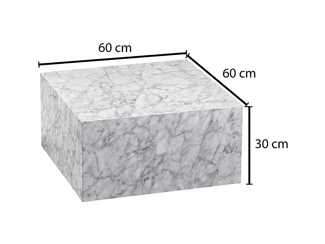 Couchtisch in Weiß und Grau Marmor Optik Block-Form