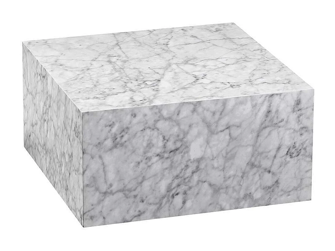 Couchtisch in Weiß und Grau Marmor Optik Block-Form