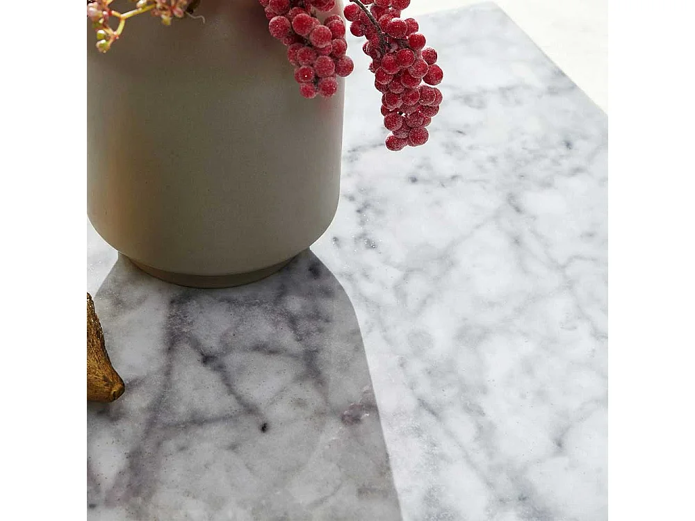 Couchtisch in Weiß und Grau Marmor Optik Block-Form