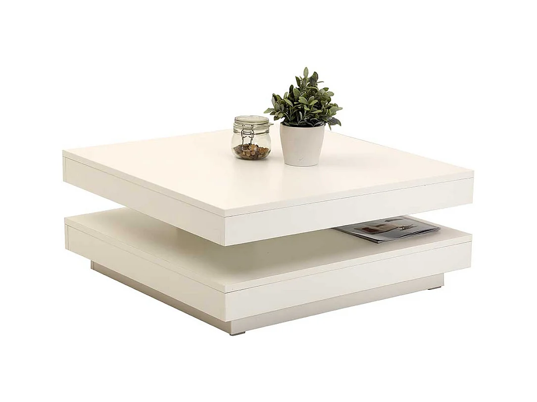 Wohnzimmer Tisch in Weiß drehbarer Tischplatte