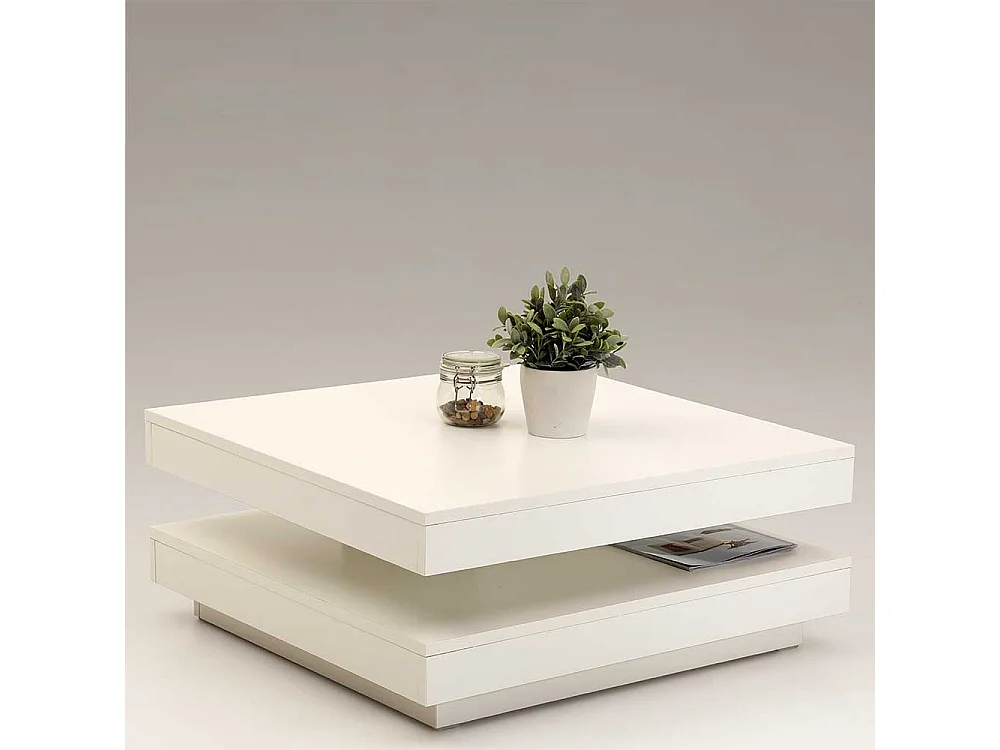 Wohnzimmer Tisch in Weiß drehbarer Tischplatte