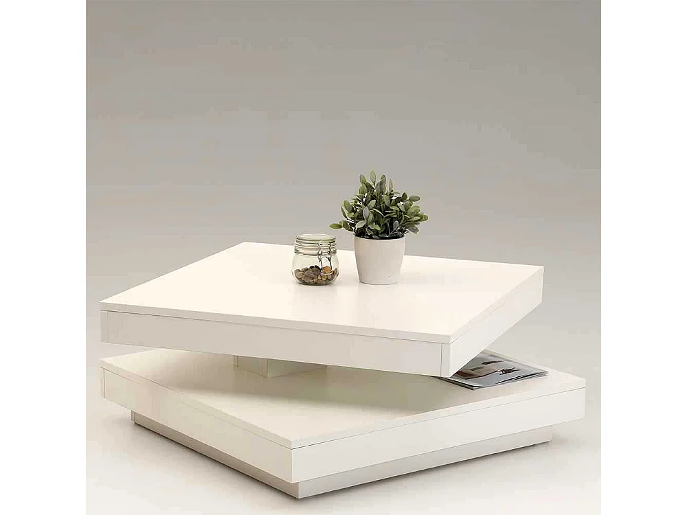 Wohnzimmer Tisch in Weiß drehbarer Tischplatte